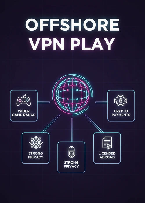 Offshore VPN play for Australians — wider game range, crypto payments, strong privacy and licensed abroad.